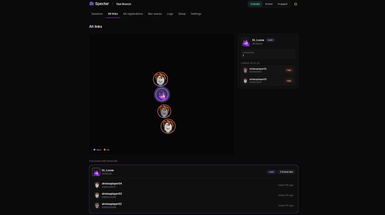 Specter — alt account detection